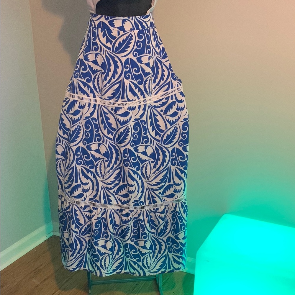 Blue and White Patterned Women's Skirt